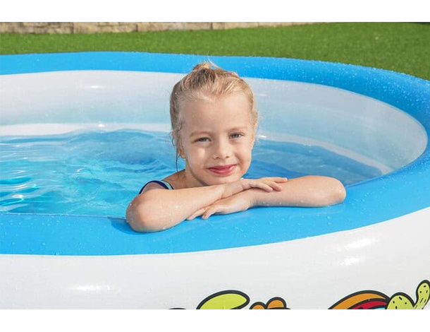 Piscina Rotonda Gonfiabile Fuoriterra Bambini Giardino 196x53cm 3 Anelli 3