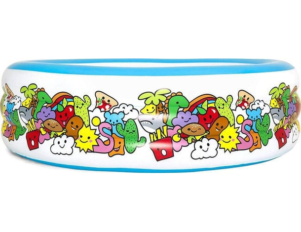 Piscina Rotonda Gonfiabile Fuoriterra Bambini Giardino 196x53cm 3 Anelli 2