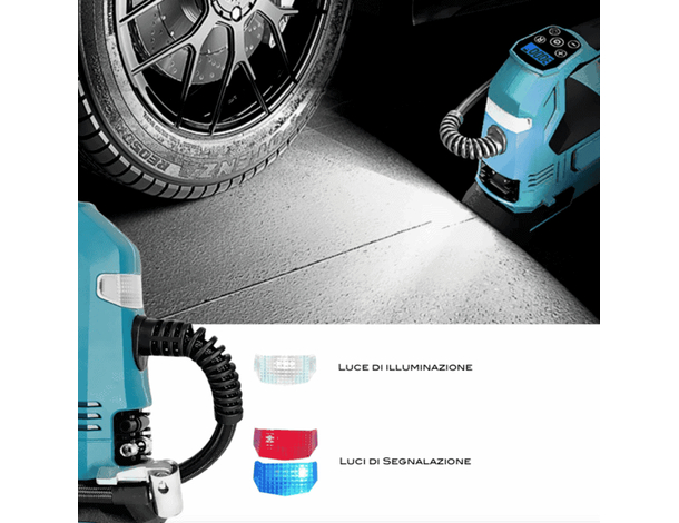 Compressore Aria Portatile 2 Batteria LCD Valigetta Ruote Auto Moto Bici 3