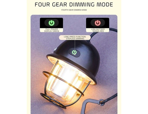 Lampada da Campeggio LED Retro Portatile Dimmerabile Ricaricabile Tenda 15W...