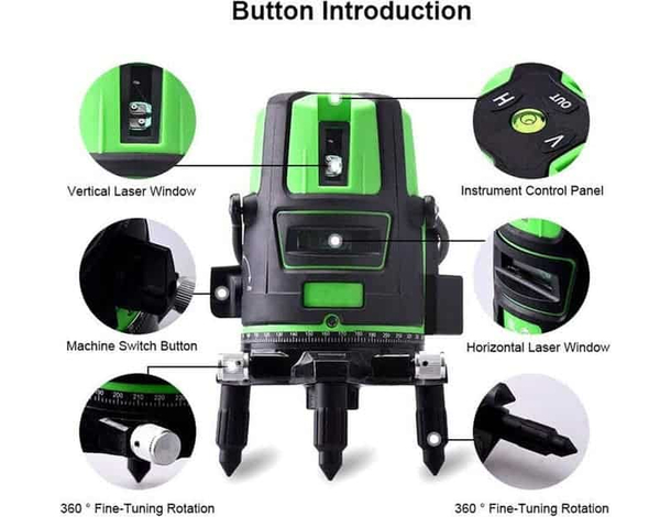 Livella Laser Tracciatore Autolivellante 360º Rotazione 5 Linee Verdi Q-SP01...