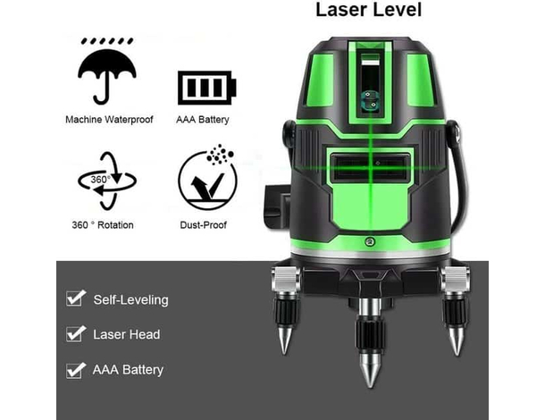 Livella Laser Tracciatore Autolivellante 360º Rotazione 5 Linee Verdi Q-SP01...