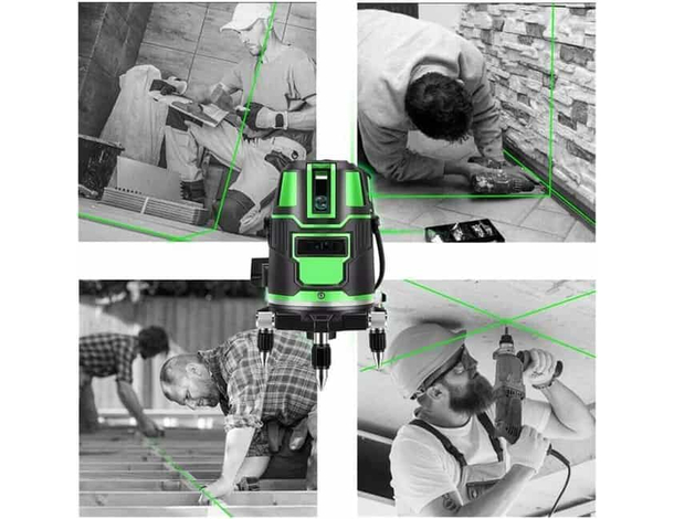 Livella Laser Tracciatore Autolivellante 360º Rotazione 5 Linee Verdi Q-SP01...
