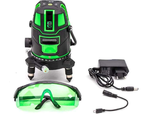 Livella Laser Tracciatore Autolivellante 360º Rotazione 5 Linee Verdi Q-SP01...