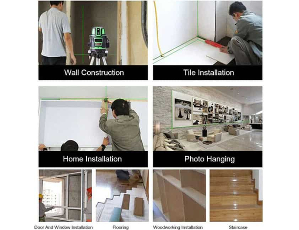 Livella Laser Tracciatore Autolivellante 360º Rotazione 5 Linee Verdi Q-SP01...