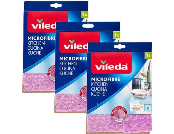 3 Pezzi Panni in Microfibra per Pulizia Cucina Casa 32x32 cm Super Efficace