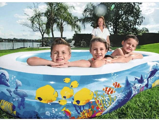 Piscina Gonfiabile Fuoriterra Bambini Family Giardino 262x157x46 cm Acquario...