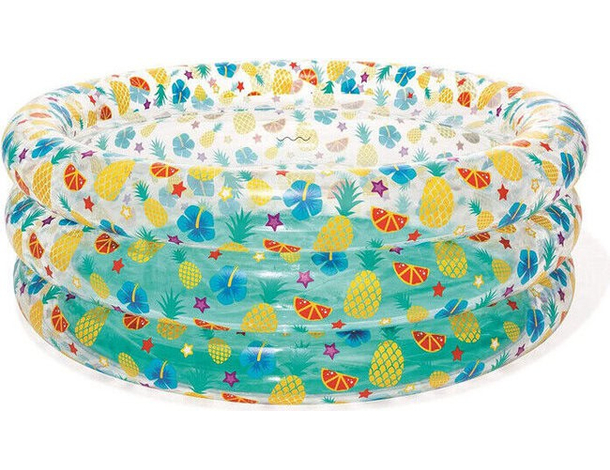 Piscina Gonfiabile Fuori Terra Tonda Bambini 150x53 cm da Esterno 3 Anelli...