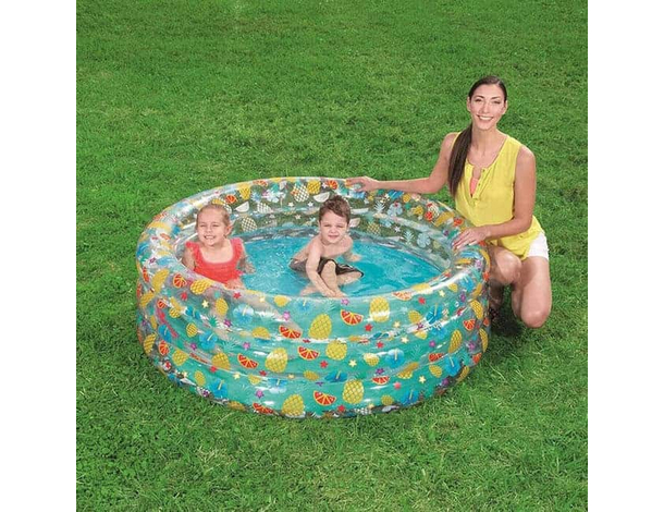 Piscina Gonfiabile Fuori Terra Tonda Bambini 150x53 cm da Esterno 3 Anelli...