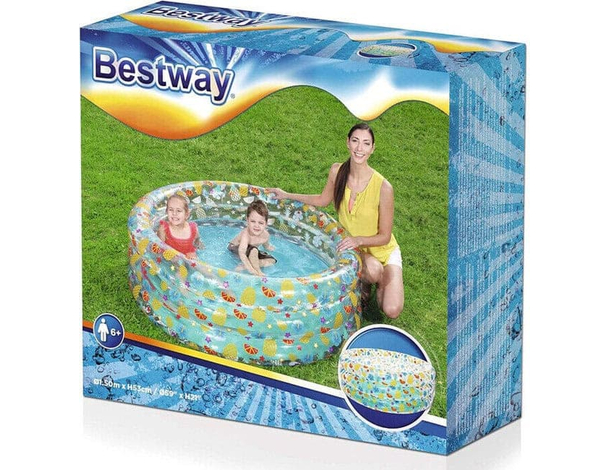 Piscina Gonfiabile Fuori Terra Tonda Bambini 150x53 cm da Esterno 3 Anelli...