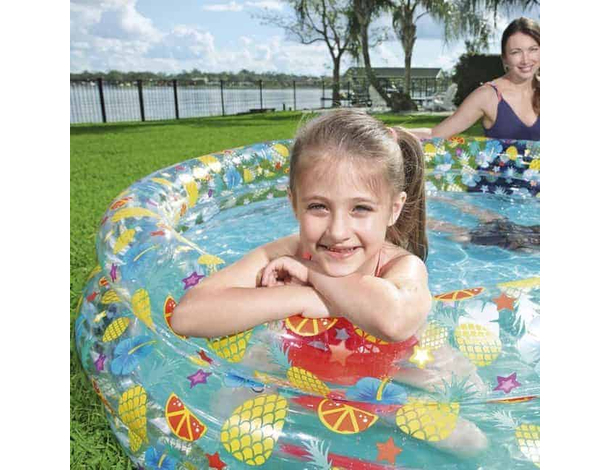 Piscina Gonfiabile Fuori Terra Tonda Bambini 150x53 cm da Esterno 3 Anelli...