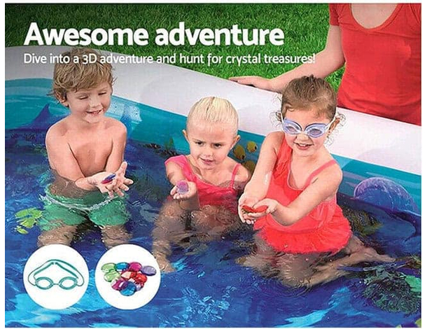 Piscina 3D Gonfiabile Giardino per Bambini 262x175x51cm Avventura Marina 3