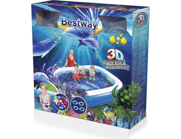 Piscina 3D Gonfiabile Giardino per Bambini 262x175x51cm Avventura Marina 7