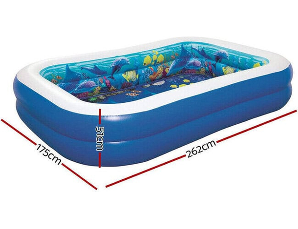 Piscina 3D Gonfiabile Giardino per Bambini 262x175x51cm Avventura Marina 8