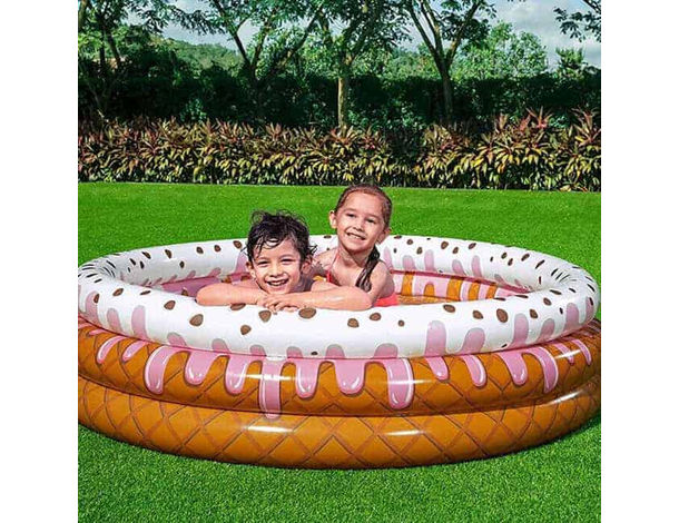 Piscina Rotonda Gonfiabile Ciambella 160x38cm Bambini Giardino 3 Anelli Mare...