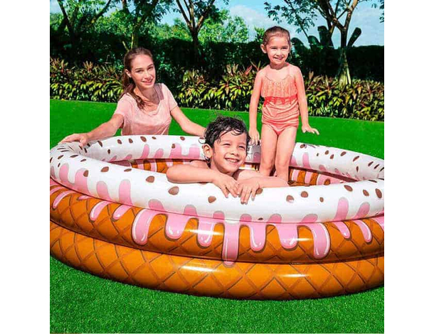 Piscina Rotonda Gonfiabile Ciambella 160x38cm Bambini Giardino 3 Anelli Mare...