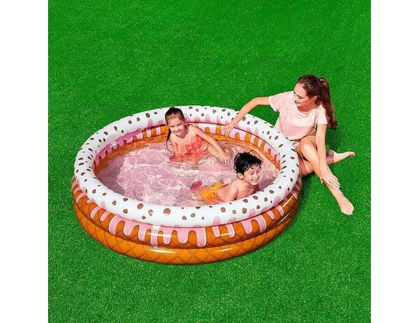 Piscina Rotonda Gonfiabile Ciambella 160x38cm Bambini Giardino 3 Anelli Mare...