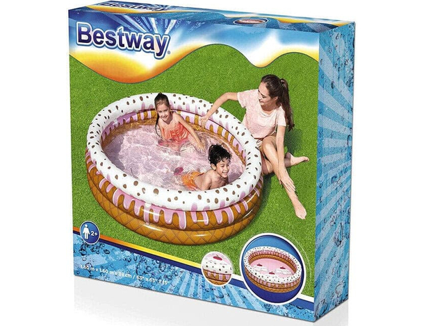 Piscina Rotonda Gonfiabile Ciambella 160x38cm Bambini Giardino 3 Anelli Mare...