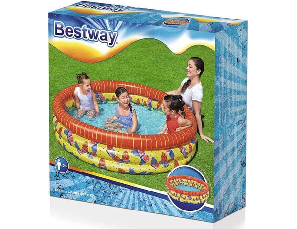 Piscina Rotonda Gonfiabile Fuoriterra Bambini Giardino 168x38cm 3 Anelli 8