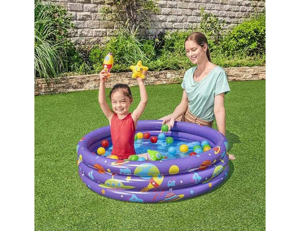 Piscina Gonfiabile per Bambini con 50 Palline Set da Gioco 102x25cm 6