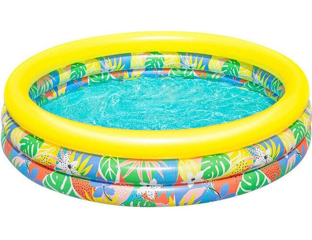Piscina Rotonda Gonfiabile Fuoriterra 168x38cm Bambini Giardino 3 Anelli Estate