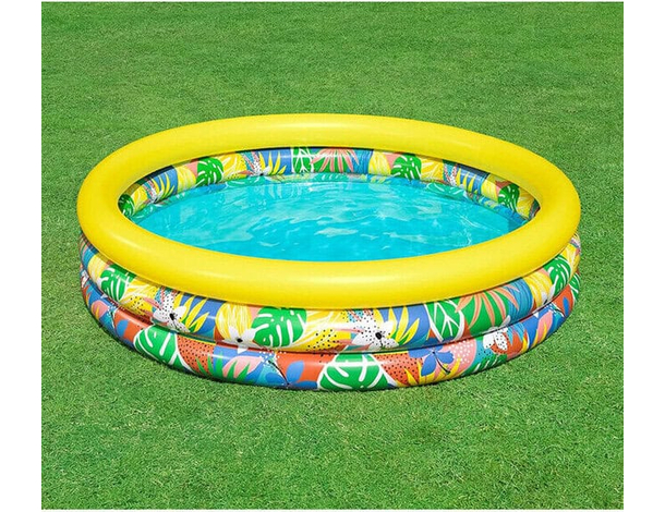 Piscina Rotonda Gonfiabile Fuoriterra 168x38cm Bambini Giardino 3 Anelli...