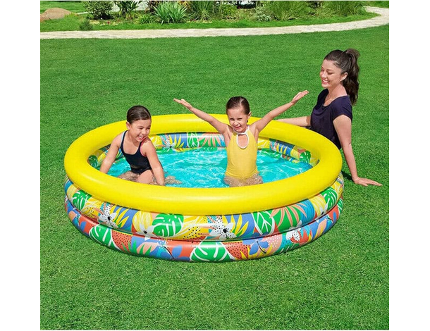 Piscina Rotonda Gonfiabile Fuoriterra 168x38cm Bambini Giardino 3 Anelli...