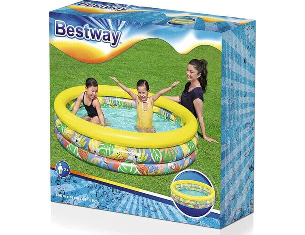 Piscina Rotonda Gonfiabile Fuoriterra 168x38cm Bambini Giardino 3 Anelli...