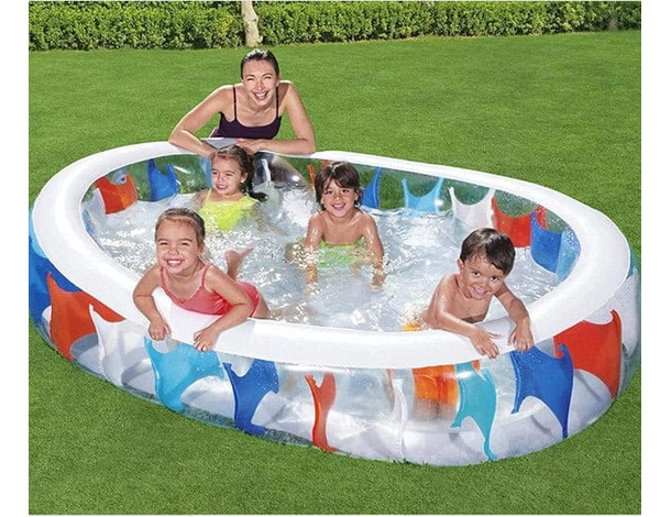 Piscina per bambini gonfiabile ovale 229x152x51 cm Famiglia Mod. 54066 7