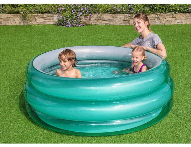Piscina Gonfiabile Per Bambini 3 Anelli Vasca 150x53 cm Piscinetta Giardino...