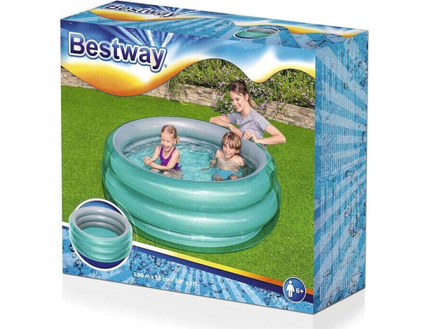 Piscina Gonfiabile Per Bambini 3 Anelli Vasca 150x53 cm Piscinetta Giardino...