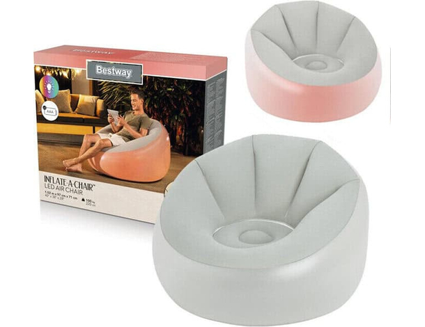 Poltrona Gonfiabile Floccata cm 102x97x71 Pouf Led Multicolor Bestway Esterno