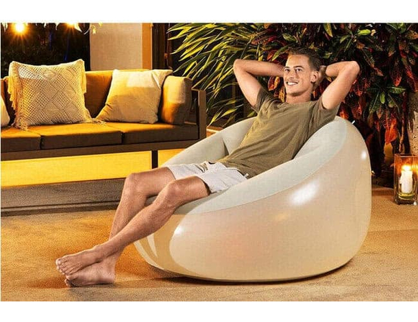 Poltrona Gonfiabile Floccata cm 102x97x71 Pouf Led Multicolor Bestway Esterno...