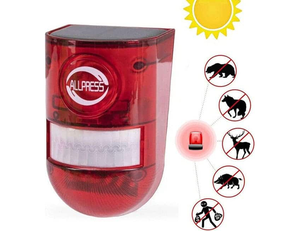 Luce Led Lampeggiante Sirena Sensore Antifurto Energia Solare Allarme AL-05536