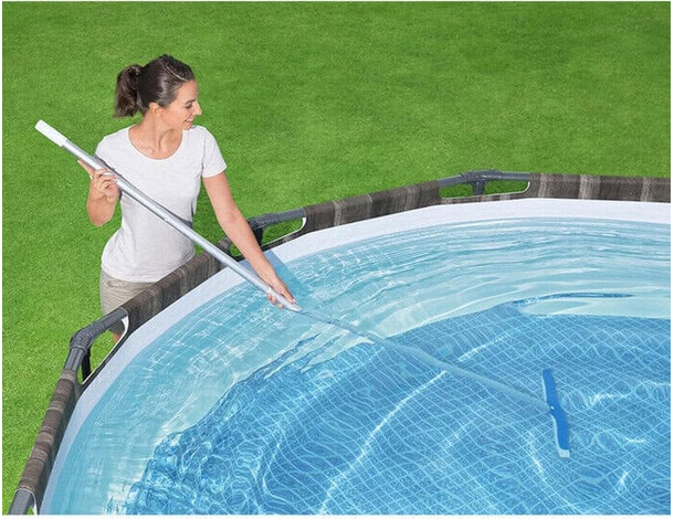 Spazzola per Pulizia Pareti Fondo Piscina 45 cm con Setole Dure Attacco a...