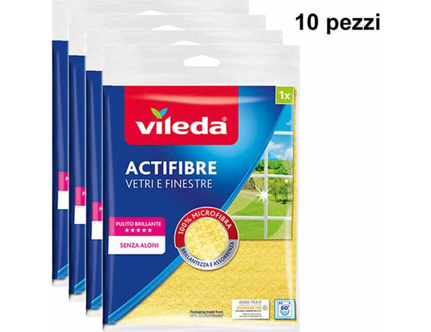 10 Pezzi Panno ACTIFIBRE per Vetri e Finestre in Microfibra Giallo 32x36 cm