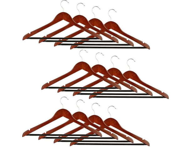 12 Grucce Appendiabiti Legno Gancio Antiscivolo Appendini Gruccia Pantaloni