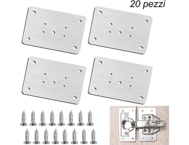Kit 20x Piastra di Riparazione 9x5 cm Cerniere per Armadio Pensili Cucina Bagno
