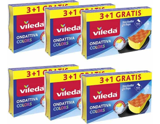 24 Spugna Vileda Ondattiva Colors da Cucina Antigraffio Colorate 13x22x2.6 cm