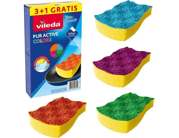 24 Spugna Vileda Ondattiva Colors da Cucina Antigraffio Colorate 13x22x2.6 cm...