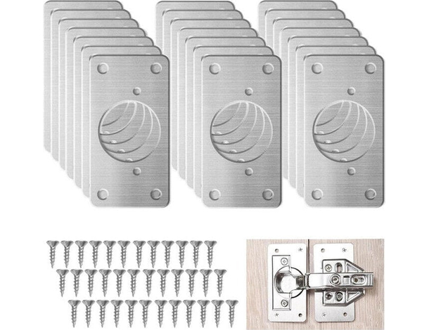Kit 20 Piastra di Riparazione 9x5 cm Cerniere di Armadio Pensili Cucina Bagno