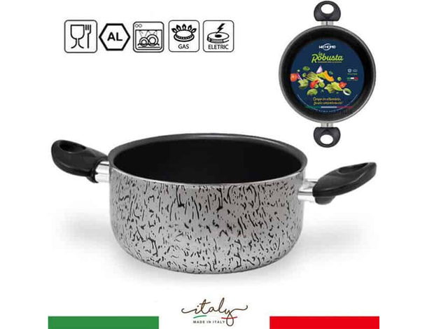 Casseruola in Alluminio Pentola Antiaderente Tonda 22 cm Made in Italy Cucina
