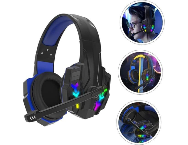 Cuffie Gaming con Filo LED RGB Microfono Omnidirezionale Console Computer GM303
