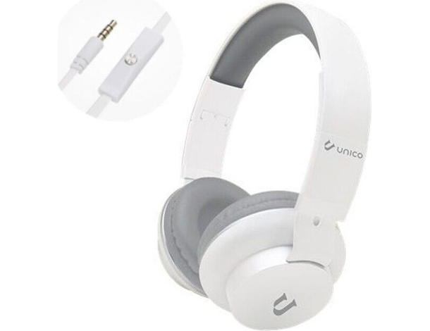 Cuffie Sovraurali con Microfono Bianche Bass Sound Cablate Jack 3.5mm Cavo 1,2m
