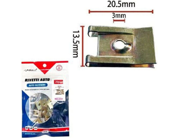 240x Dadi a U Clip Di Fissaggio per Auto Carrozzeria in Metallo 20,5x13,5mm...