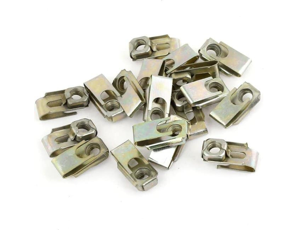120x Dado Zincato a Molla Clip di Fissaggio per Auto Moto in Metallo 25x11,5mm