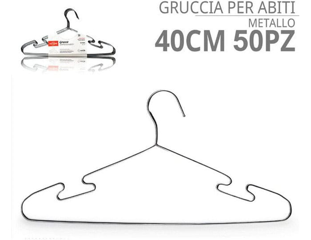20x Grucce in Metallo Camicie Pantaloni Appendiabiti Lavanderia Tintoria 40...