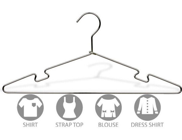 20x Grucce in Metallo Camicie Pantaloni Appendiabiti Lavanderia Tintoria 40...