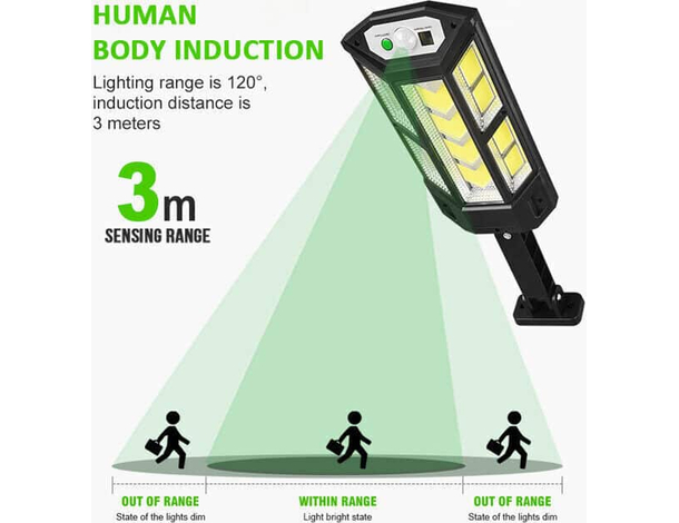 4x Lampione Faretto LED Solare Sensore Movimento Faro Esterno Telecomando...