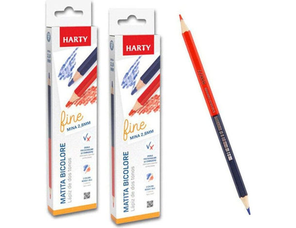 24x Matita Bicolore Rosso Blu Colorata 2 Colori Scuola Ufficio Mina Fine 2,8mm